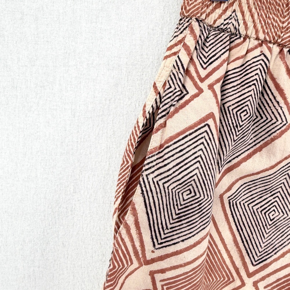 BLINDED BY COLOR PROJECT Printed Barrel Pants Womens One Size Tan Brown Cotton - Picture 11 of 14